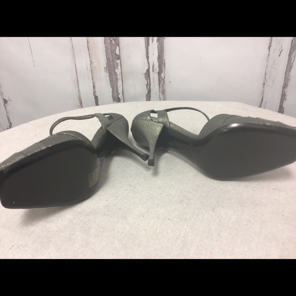 Prada Dark Silver Metallic Strap Heels Size 39 - Picture 9 of 9